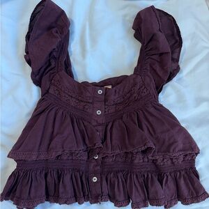 Women's Plum Ruffled Top